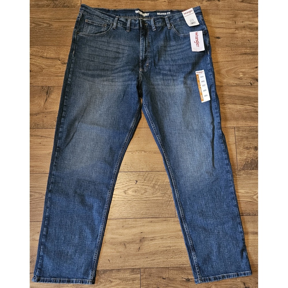WRANGLER Relaxed Fit‎ BLUE Denim STRAIGHT LEG Jeans Tag=44x34 Measures=43x32 NWT